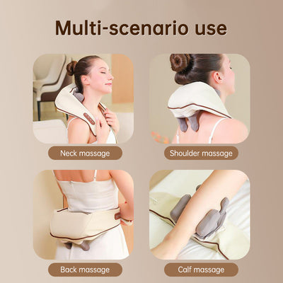 USB-C Rechargeable Kneading Massage Hot Compress Shiatsu Back Shoulder Neck Massager for Pain Relief